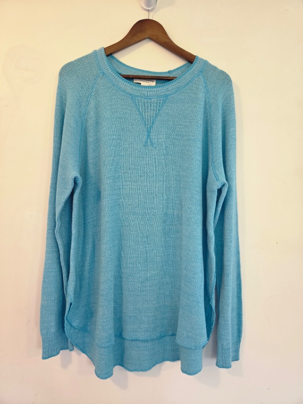 Cotton Country sweater 100% Cotton XL blue crew neck ribbed coastal nautical - Picture 2 of 11